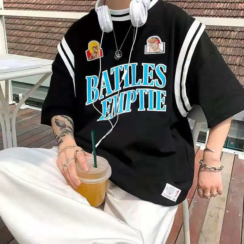 Футболка унисекс черная большого размера с коротким рукавом Спортивная