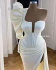 Элегантные вечерние платья Lvory на одно плечо с длинным рукавом и высоким разрезом, атласные женские вечерние платья-русалки, 2022