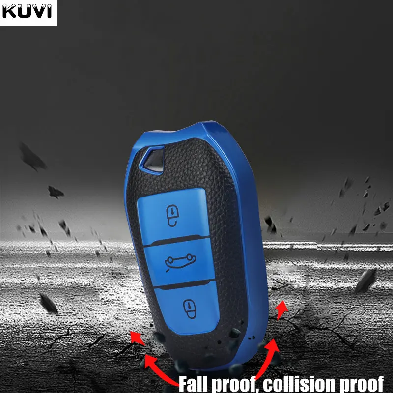 Кожаный ТПУ чехол для автомобильного ключа дистанционного управления Peugeot 208 308 408