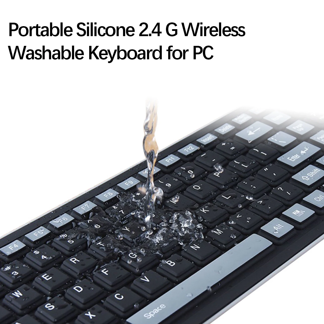 

Portable Silicone 2.4 G Wireless Washable Keyboard for PC Tablet Laptop Computer Best for Business Travel Water Resistant