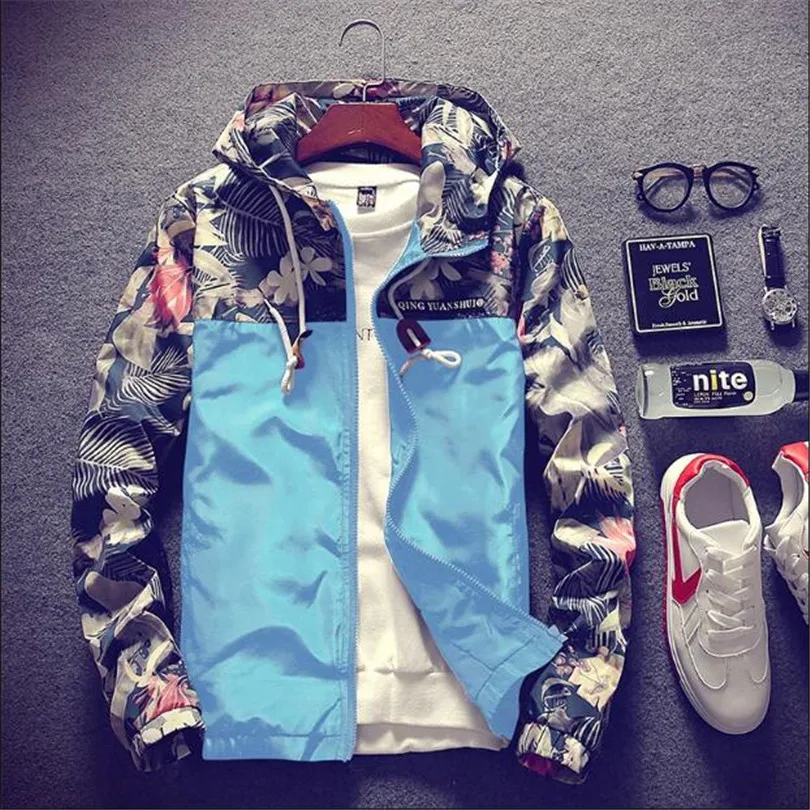 Цветочный Курточка бомбер Для мужчин хип-хоп Slim Fit цветы пилот пальто куртка с