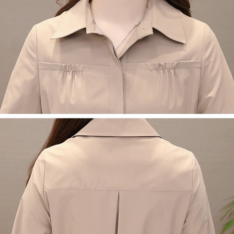 

Spring Autumn New Women Coat Temperament Solid Thin Windbreaker Outwear Women Overcoat Fashion Slim Ladies Long Coat 4XL D3344