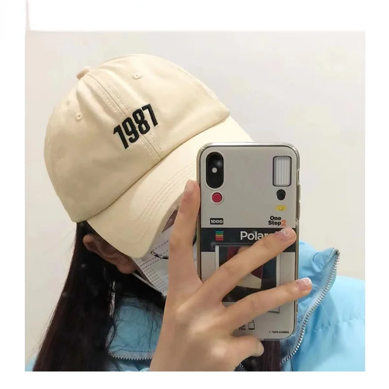 

Women's Spring and Summer Korean Soft Top Baseball Cap 1987 Embroidery Cap Boy Student Curvy Hat Fashion Street Baseball Cap