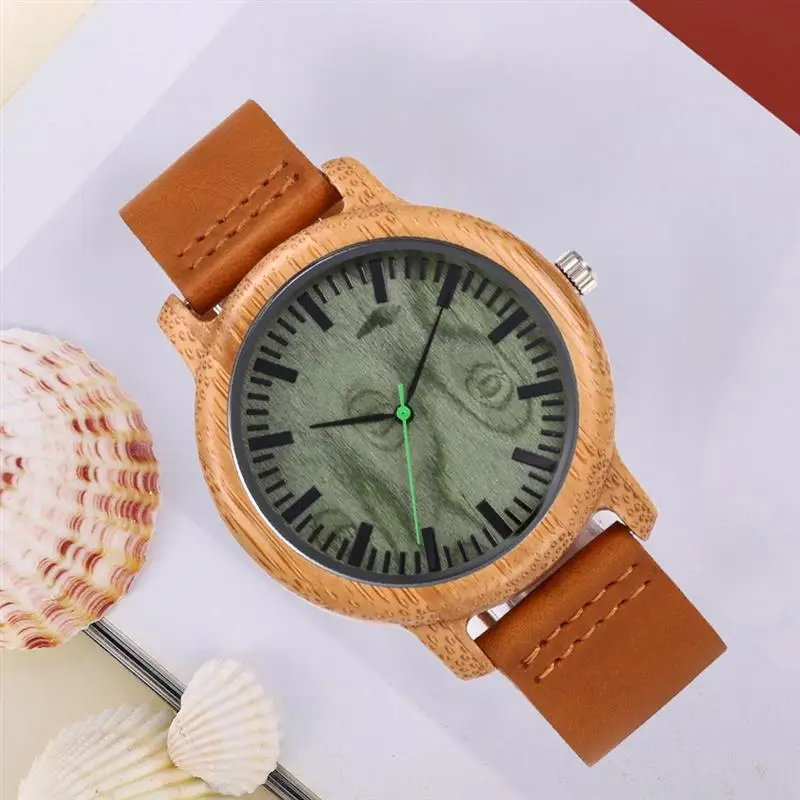 Модные роскошные деревянные мужские кварцевые часы с кожаным ремешком