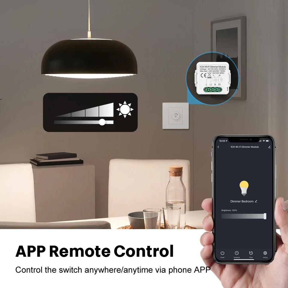 AVATTO 1/2 gang Tuya Led WiFi диммер модуль выключателя света с 2-сторонним управлением умный