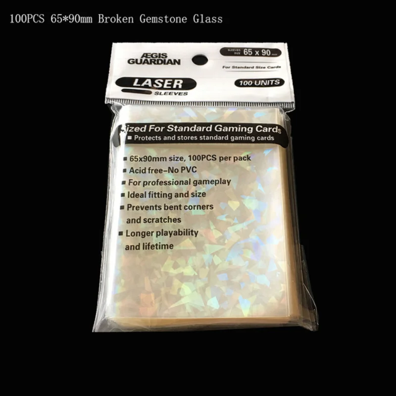 100pcs Broken Gemstone Glass Laser Flashing Card Film Holographic Idol Photo Sleeves Tarot YGO Ultra Super Protector | Спорт и