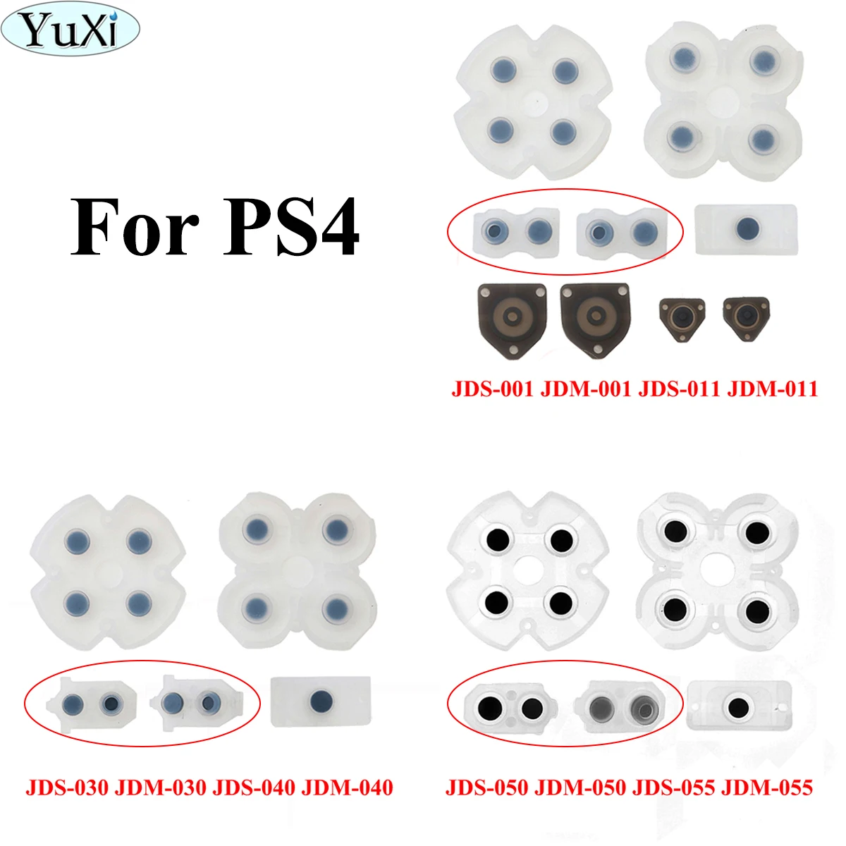 For PS4 Pro JDM-050 055 JDS 040 030 001 Repair R1L1R2L2 Trigger Buttons 3D analog Joysticks Thumb Sticks Conductive Rubber Film |
