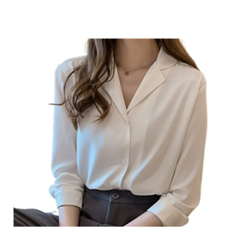 

2021 Spring Fashion Button Temperament Shirt Shirt Ladies Long-sleeved Women Loose Street Shirt Chic T-shirt Ladies