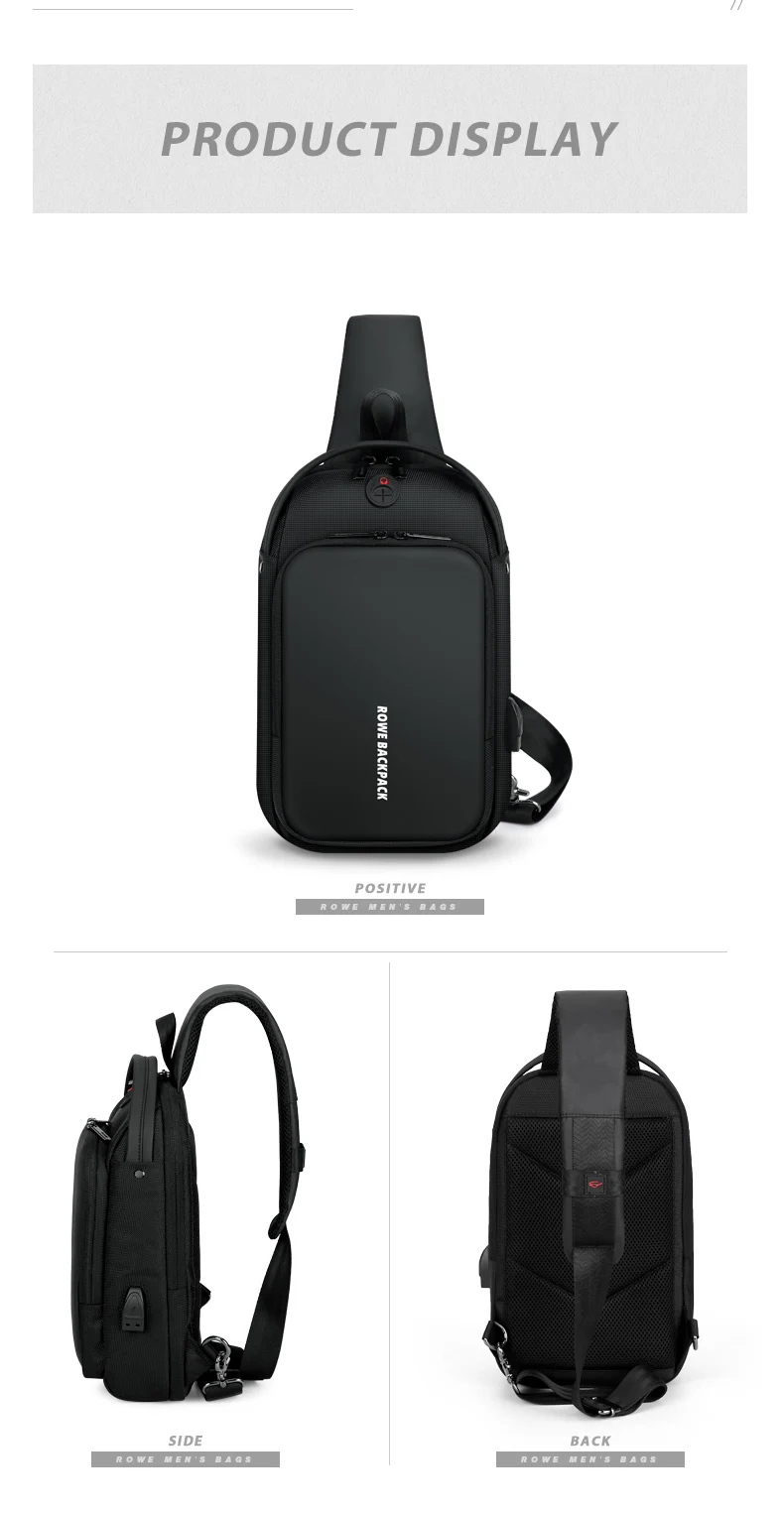 ROWE мужская сумка через плечо через usb зарядка через плечо мужская Противоугонная нагрудная Сумка школьная Летняя короткая сумка-мессенджер Новинка