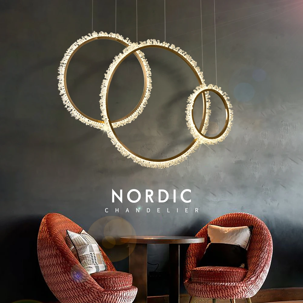 Современные светодиодные люстр круг кольца лампы хрустальная люстра светильник