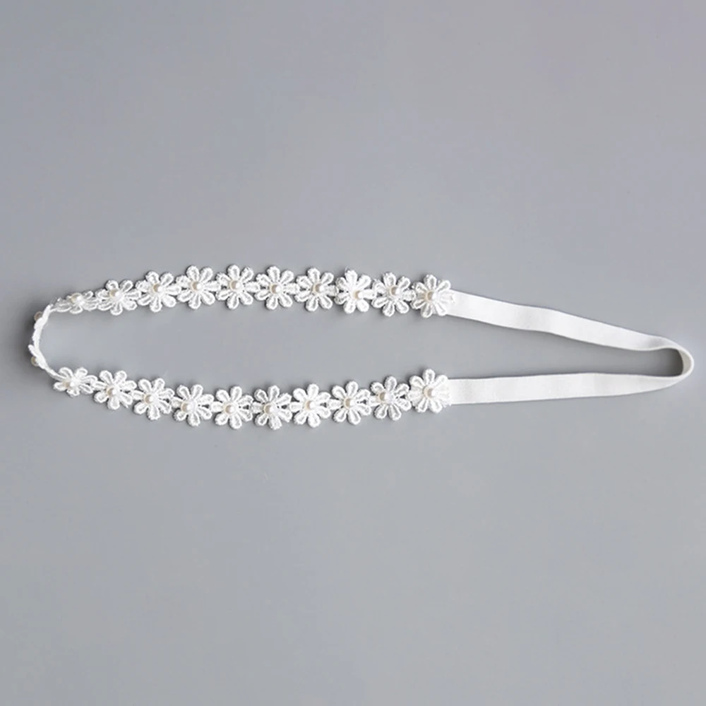 Sparkling Pearls Baby Head Band Elastic Newborn Photography Accessories Rhinestones Girls Headbands Lace Rompers Clothes | Детская