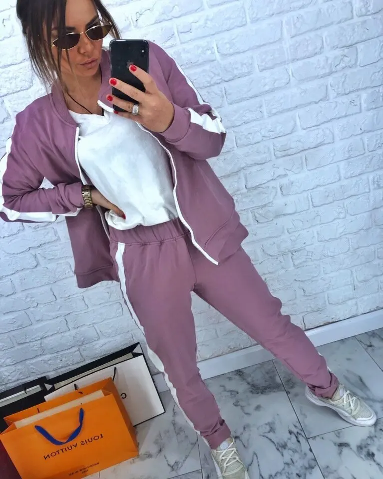 Новый весенне осенний комплект из двух предметов 2019 куртка на молнии с длинными