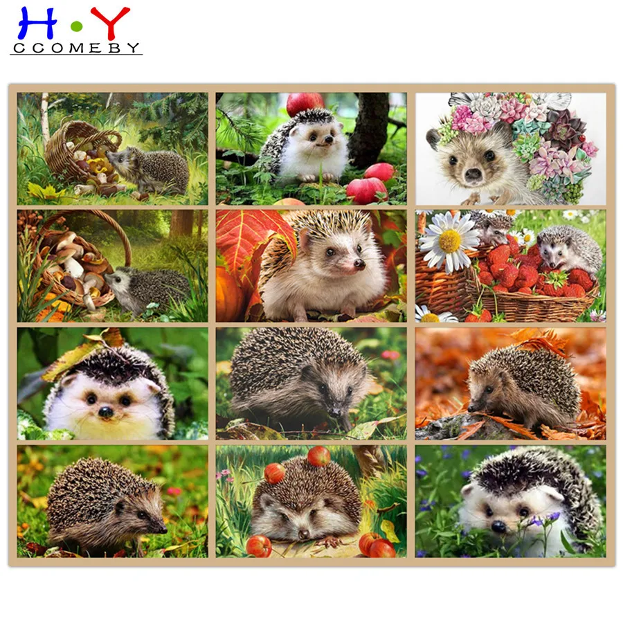 Алмазная 5D картина HYCCOMEBY картины Ежика стразы Набор для вышивки крестиком с