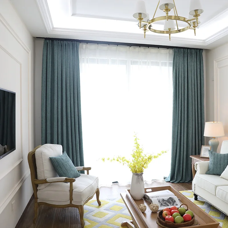 Простой современный балкон чистый цвет Синель полное затенение занавески ткань