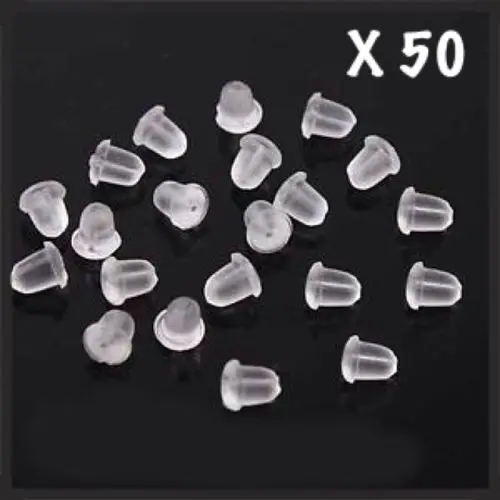 

100 bell shaped silicone earring back stoppers earnut rubber back( 50 pairs)