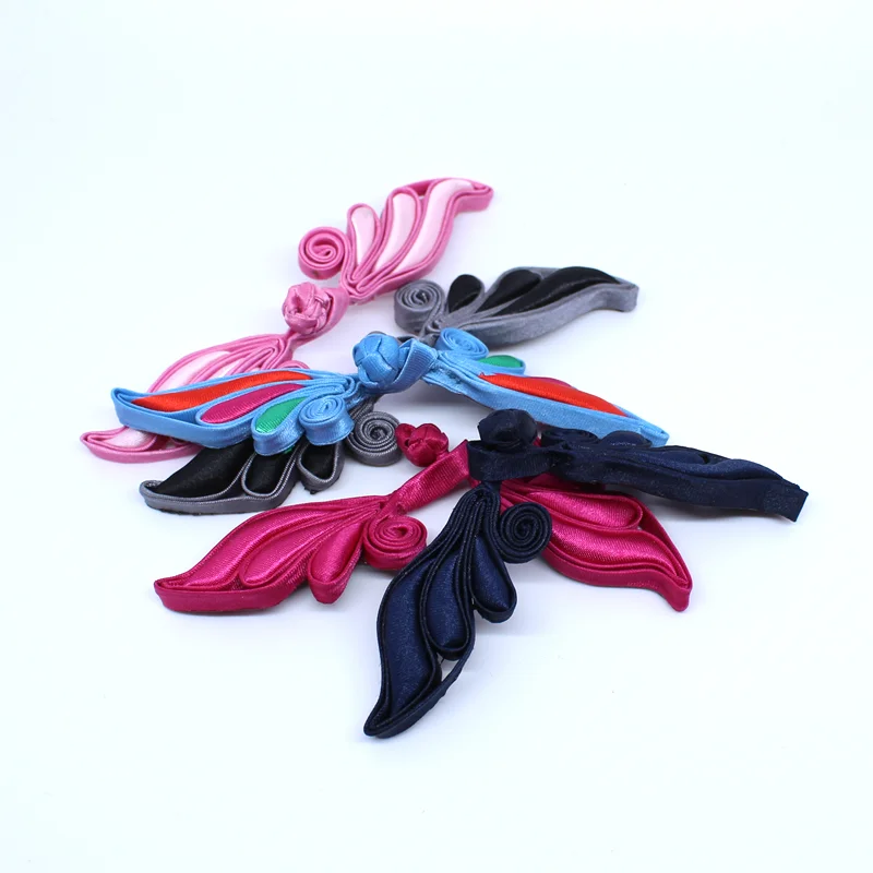 1 пара пуговиц застежек с узлом китайской лягушки в форме листьев ивы ручной