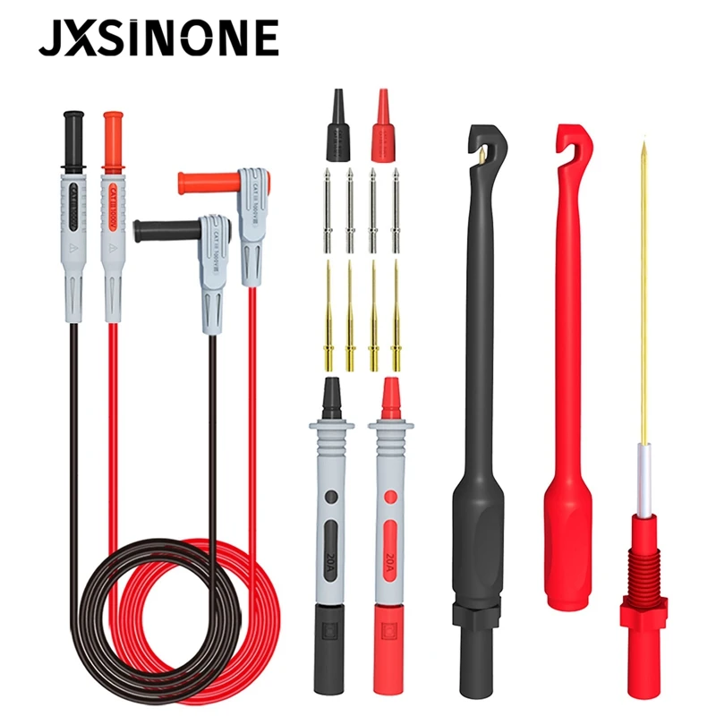 JXSINONE P1033B Automotive Multimeter Test Leads Kit with Wire Piercing Puncture Probes 4mm Banana Plug Test Leads Test Probes