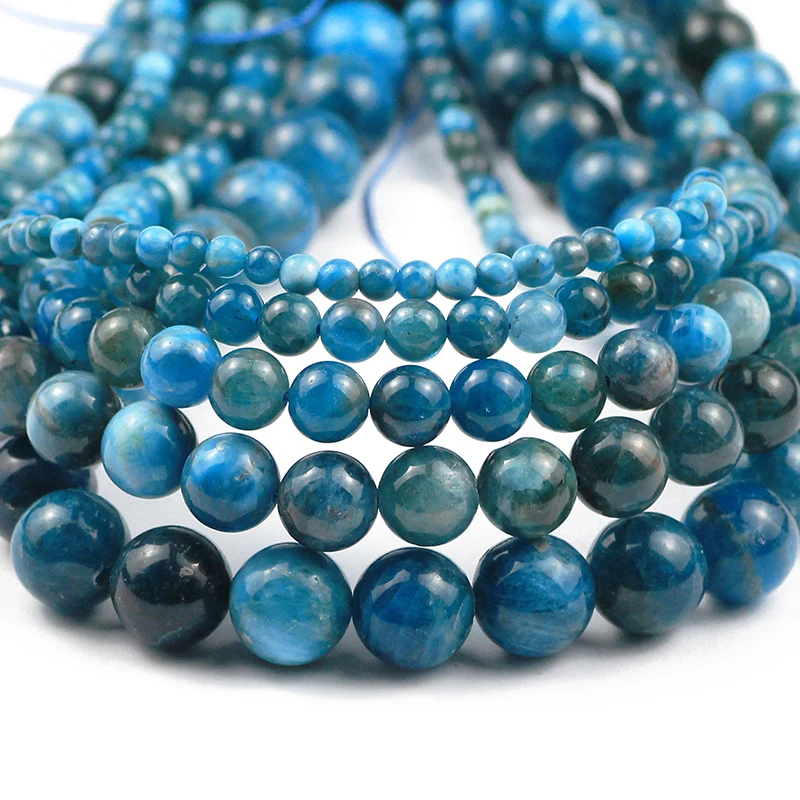 

JHNBY Apatites Natural Stone 4.6.8.10.12MM Round spacers Loose beads for Jewelry making DIY bracelets necklace Accessories 15''