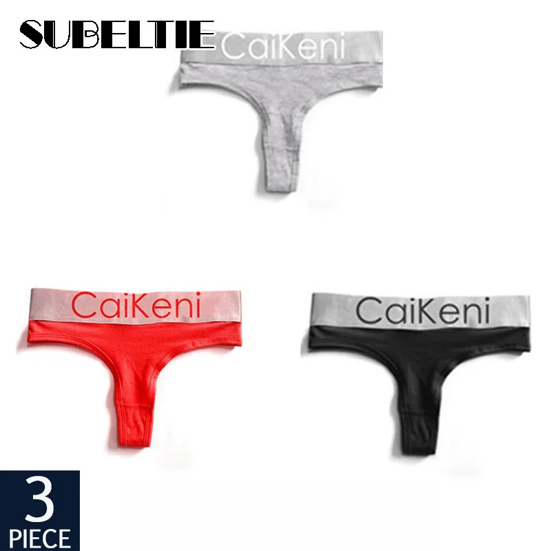 

Subeltie 3Pcs/lot Sexy Panties Women's Seamless Letter Thongs Low Waist Solid G-String Underwear Woman Soft Lady Lingerie Tanga
