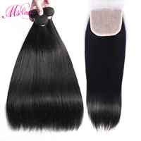 straight human hair 3 4 bundles with closure 4x4 simulation sterile aseptic closure fake scalp color brazilian remy hair weave