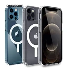 Магнитный чехол для iPhone 13, 12 Mini, 11 Pro Max, 12 Pro, X, XS Max, XR, прозрачный, с беспроводной зарядкой