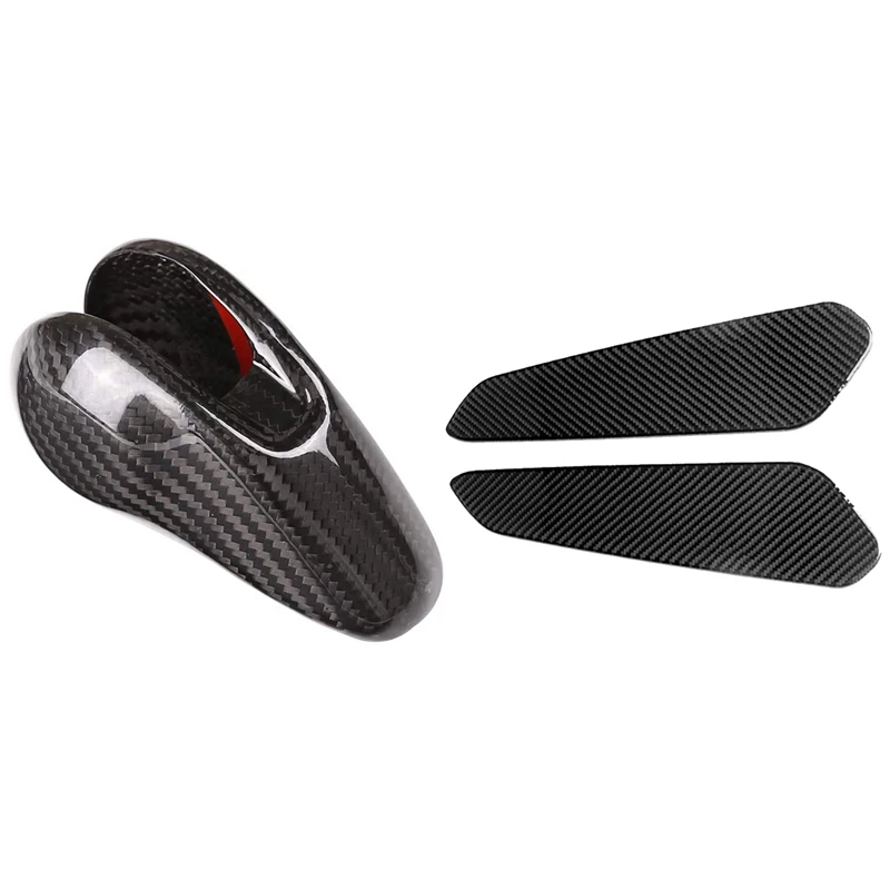 

Real Carbon Fiber Gear Shift Knob Head Cover Trim with ABS Carbon Fiber Car Gear Box Shift Panel Side Cover Trim