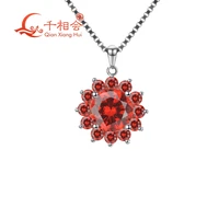 12 birthstones birthday stone 8mm cz stone flower shape pendant with 925 silver for necklace