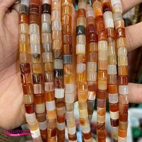 natural red multicolor agates stone spacer loose beads high quality 6x6mm smooth column shape diy gem jewelry making 38cm a3756