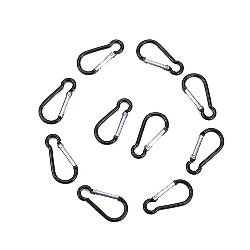 

10pcs Black Gourd Carabiner D Ring Key Chain Carabiners Hook Spring Snap Clip Hooks Keychain Climbing Carabiner Clip