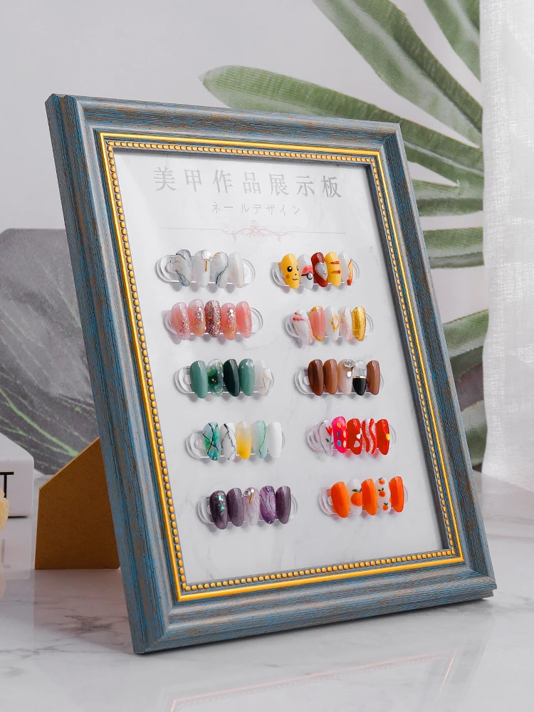 Магнитная доска для дизайна ногтей, фоторамка, деревянный дизайн ногтей, цветные карты, стенд, образцы, демонстрационная полка