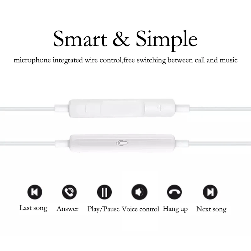 

Sport Earphone Wired Bass 3.5mm Earphone Intelligent Control Earbud with Built-in Microphone Type-C Earphone Lightning Earphone