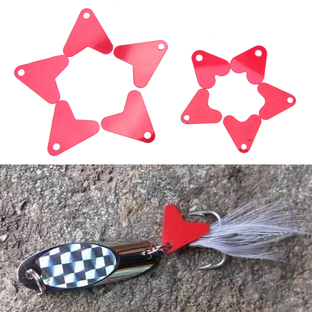 

New Arrival 50PCS Plastic Red Heat Shape Sequins DIY Metal Spoon Fishing Lures Hard Hook