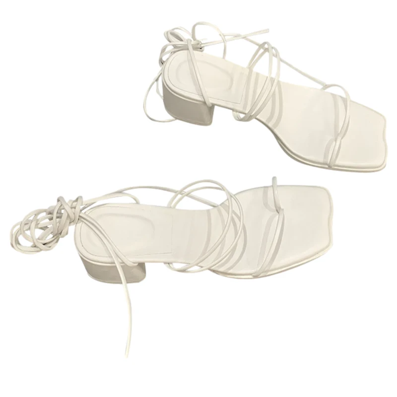 

All-Match 2021 Sandals Strappy Heels Female Shoe Cross Cross-Shoes New Gladiator Fashion Lace Up Girls Spring Beige Stiletto Hig