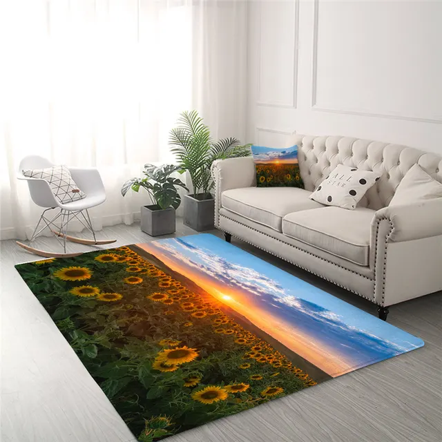 BlessLiving Sunflower Large Carpets for Living Room Floral Flower Play Floor Mat Nature Non-slip Area Rug 152x244cm Spring Tapis 2