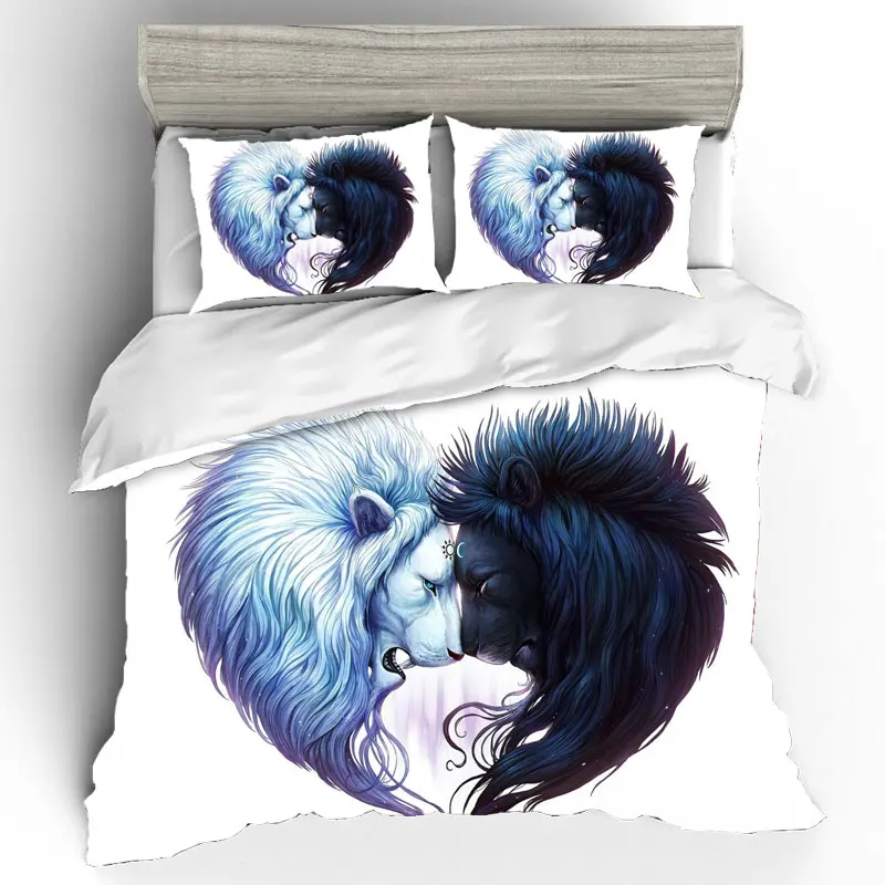 

The Lion King Printing Bedding Set High Quality Bed Sets Pillowcases Queen King Size Luxury Home Textile Aniaml Duvet Cover
