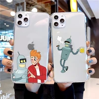 cute futuramas kids phone case for iphone 12 mini 11 13 pro max x xr xs 8 7 plus transparent silicone case