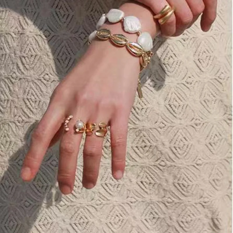 Новинка 2019 простое модное Латунное позолоченное кольцо в европейском и