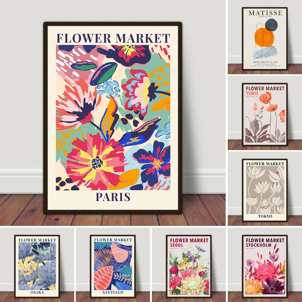 

Цветочный рынок Париж красочный ботанический художественный принт Весна для спальни домашний декор