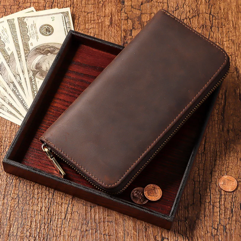 Мужские кошельки визитница Мужской Длинный кошелек на молнии большая