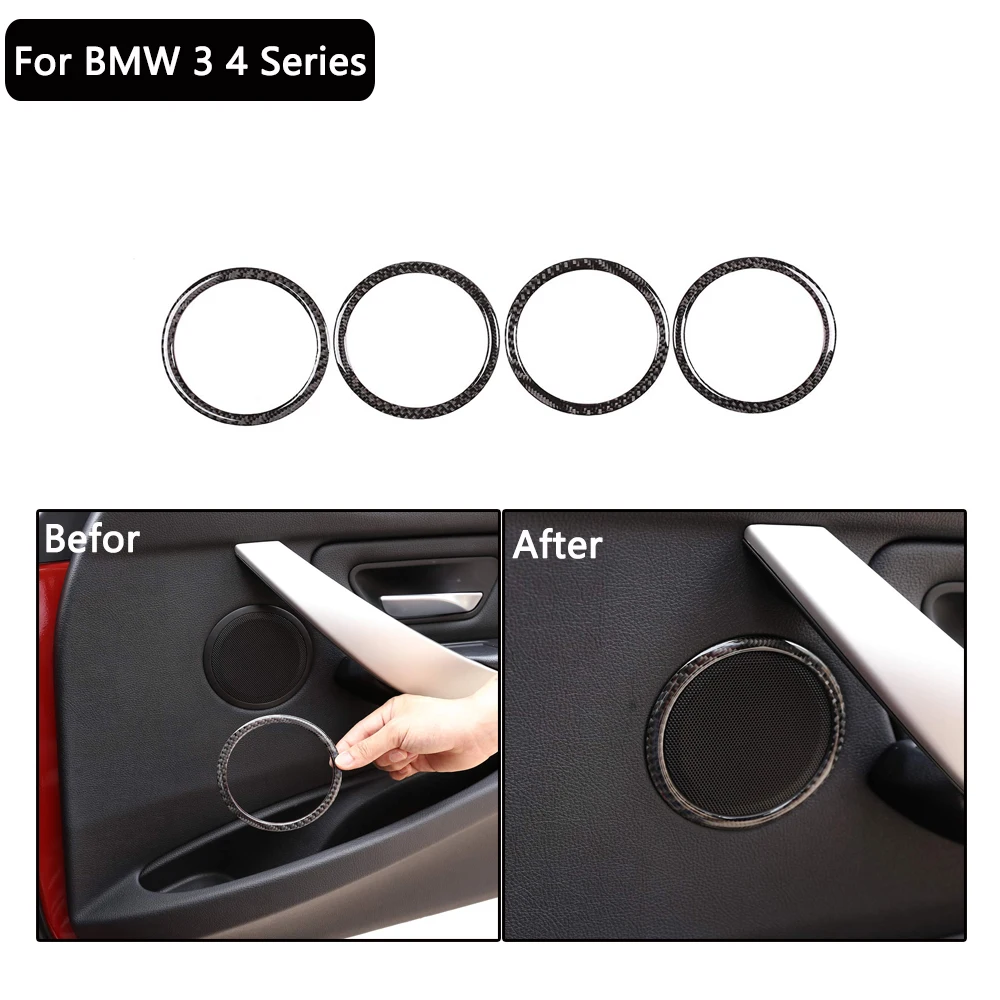 

Soft Carbon Fiber Car Inner Door Speaker Decoration Ring Trim Stickers for BMW 3 4 Series F30 F33 F36 2013-2019