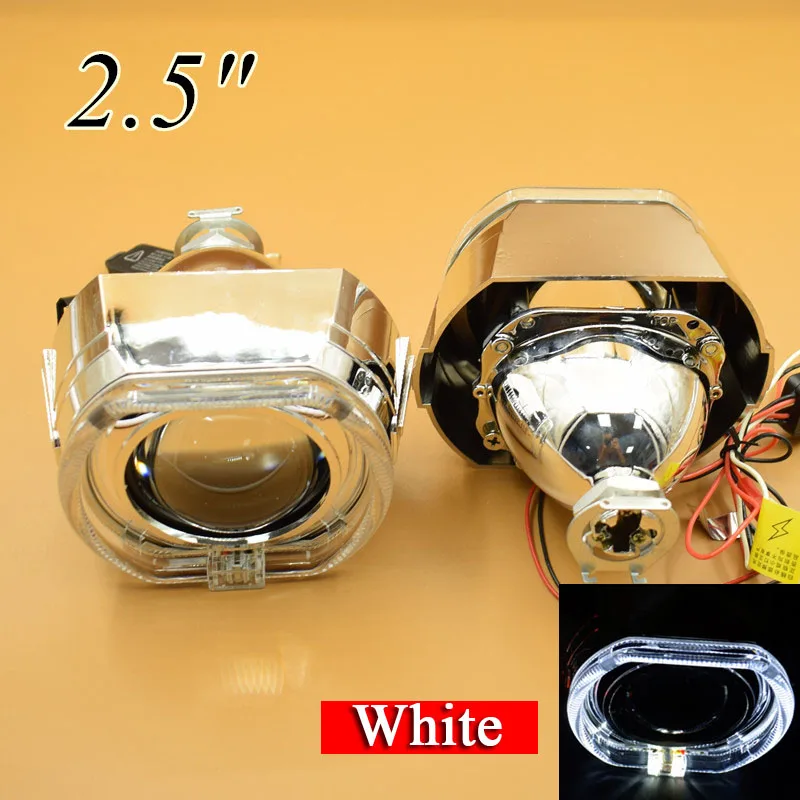 2 pieces (white) 2," Мини Hid объектив проектора с квадратным кожухом глаза ангела с помощью H1 лампы для стайлинга автомобиля H4 H7 фара проектора - Цвет: 2 pieces (white)