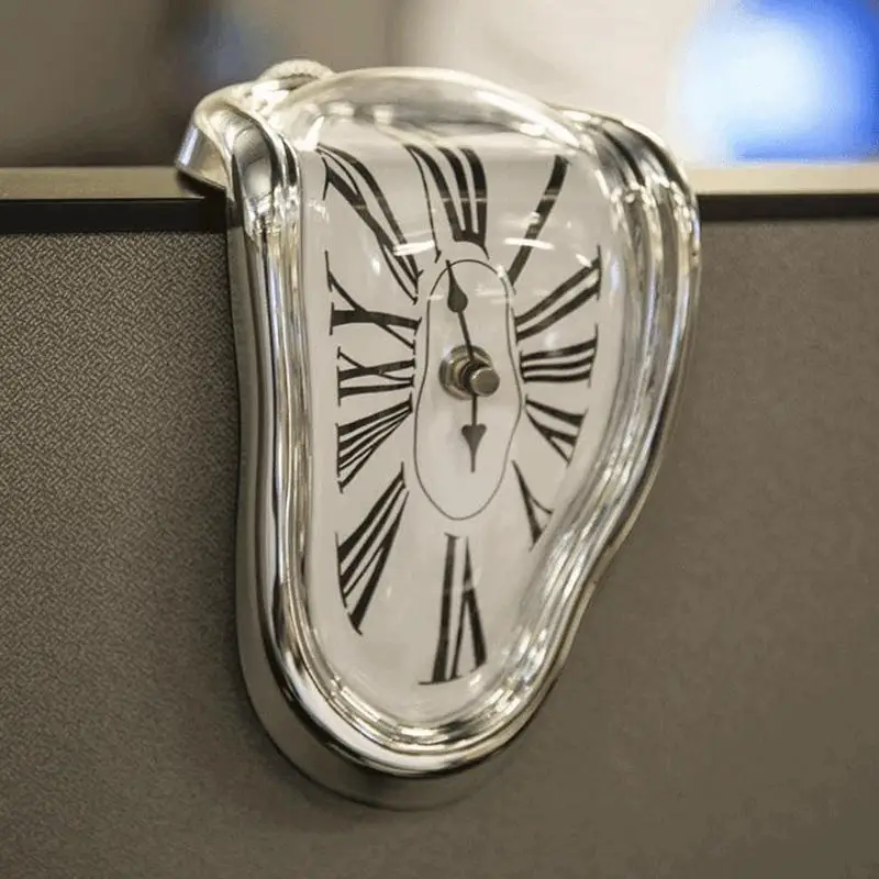 

Twisted Melting Clock Creative Household Irregular LED Muted Vintage Style Roman Numerals Wall Mounted Single Sided Decorations