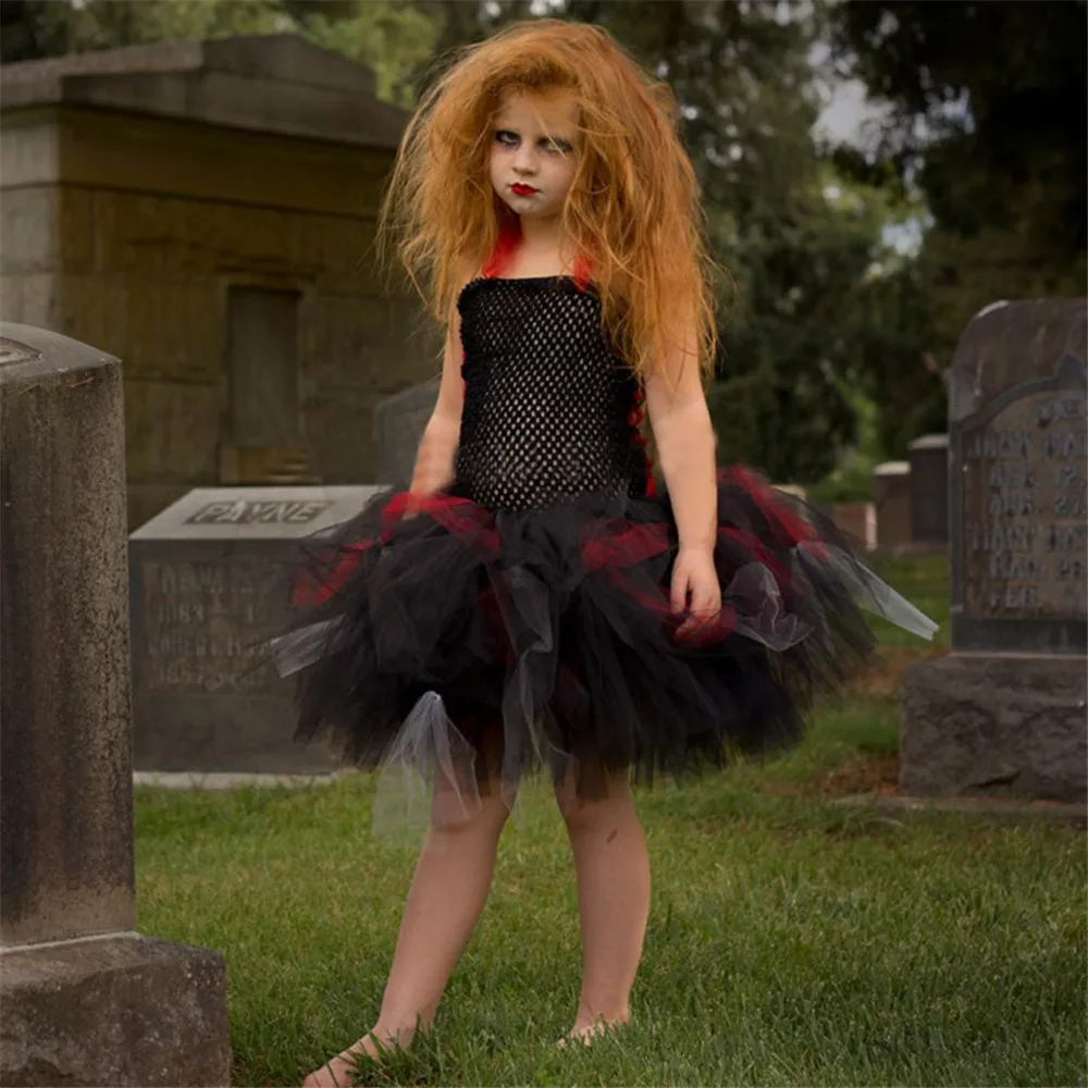 Костюм ведьмы вампира порочного цвета платье пачка для девочек на Хэллоуин