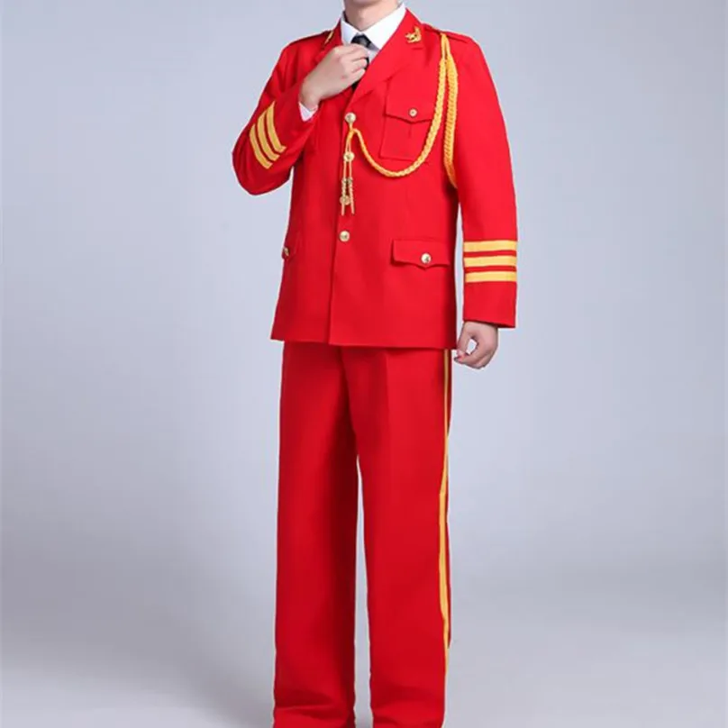 

Perform Men Drum In Majorettes Uniform Singers Dress Honor Guard Suit Flag Bearer Military Clothing