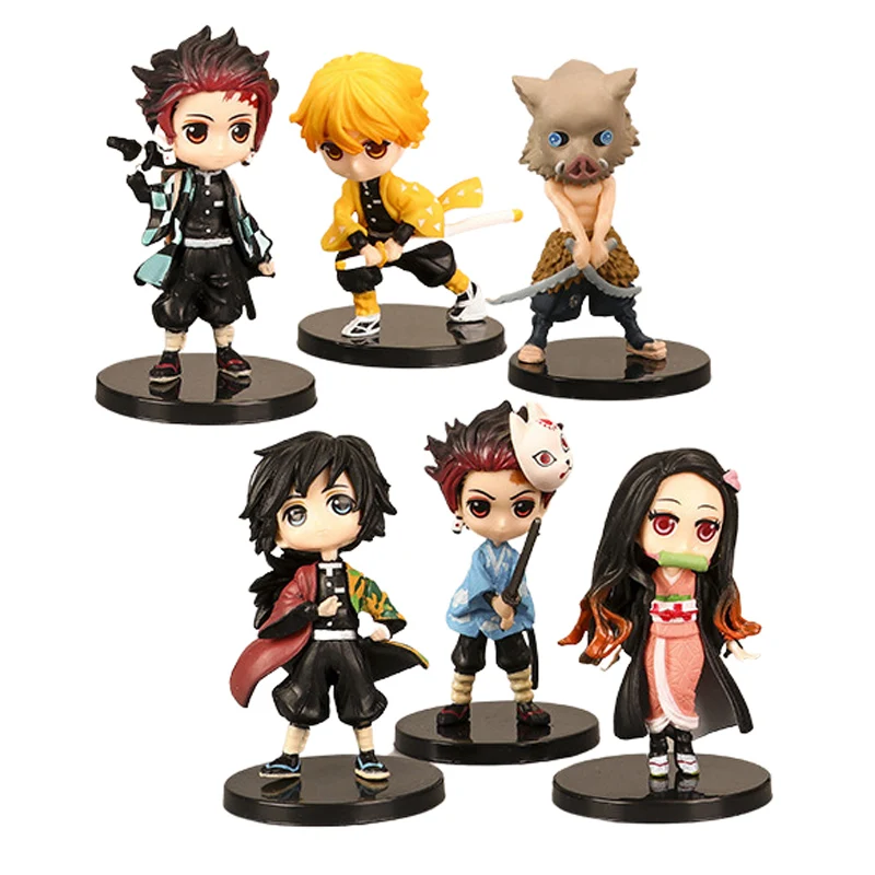 

6pcs/set Kimetsu No Yaiba Anime Figure Kamado Tanjirou Agatsuma Zenitsu Action Figure Demon Slayer Kamado Nezuko Figurine Model