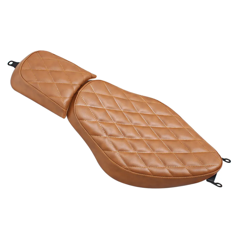 

Brown Leather Solo Rider Passenger Seat Adjustable Two-Up Pillion For Harley 04-17 Sportster 1200 883 XL 48 72 Diamond Style