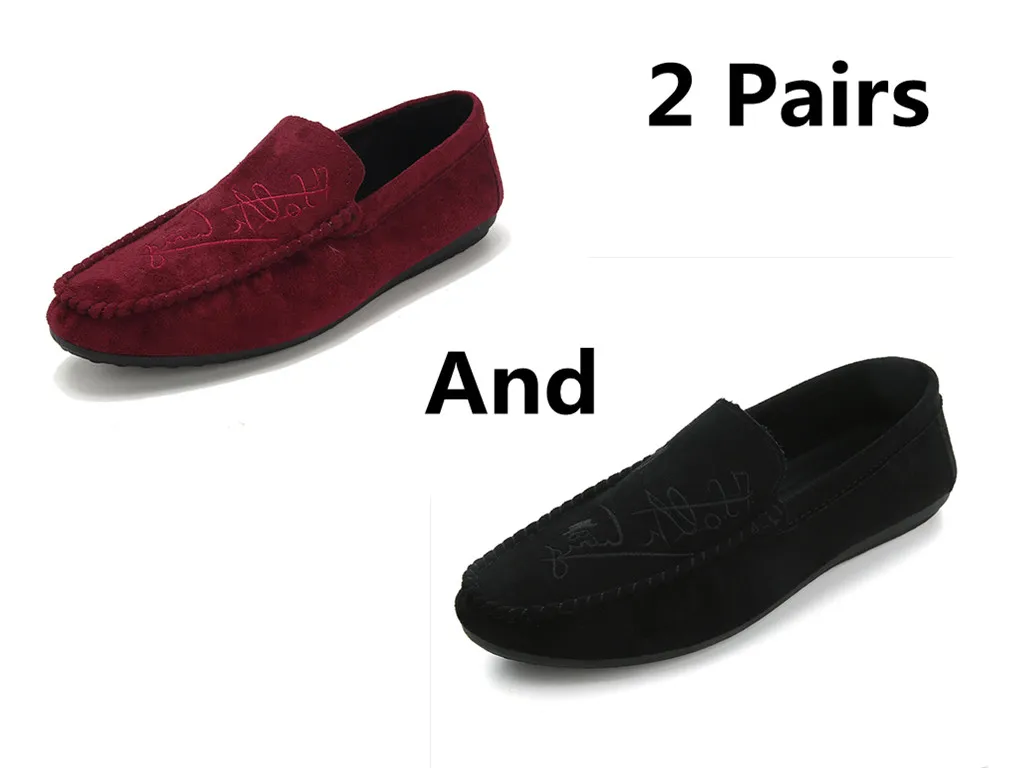 style 6 Большие размеры 39-44; мягкие удобные мужские лоферы для отдыха; парусиновая Классическая обувь на плоской подошве для вождения; лаконичные туфли без застежки в стиле ретро; 2 пары - Цвет: style 6