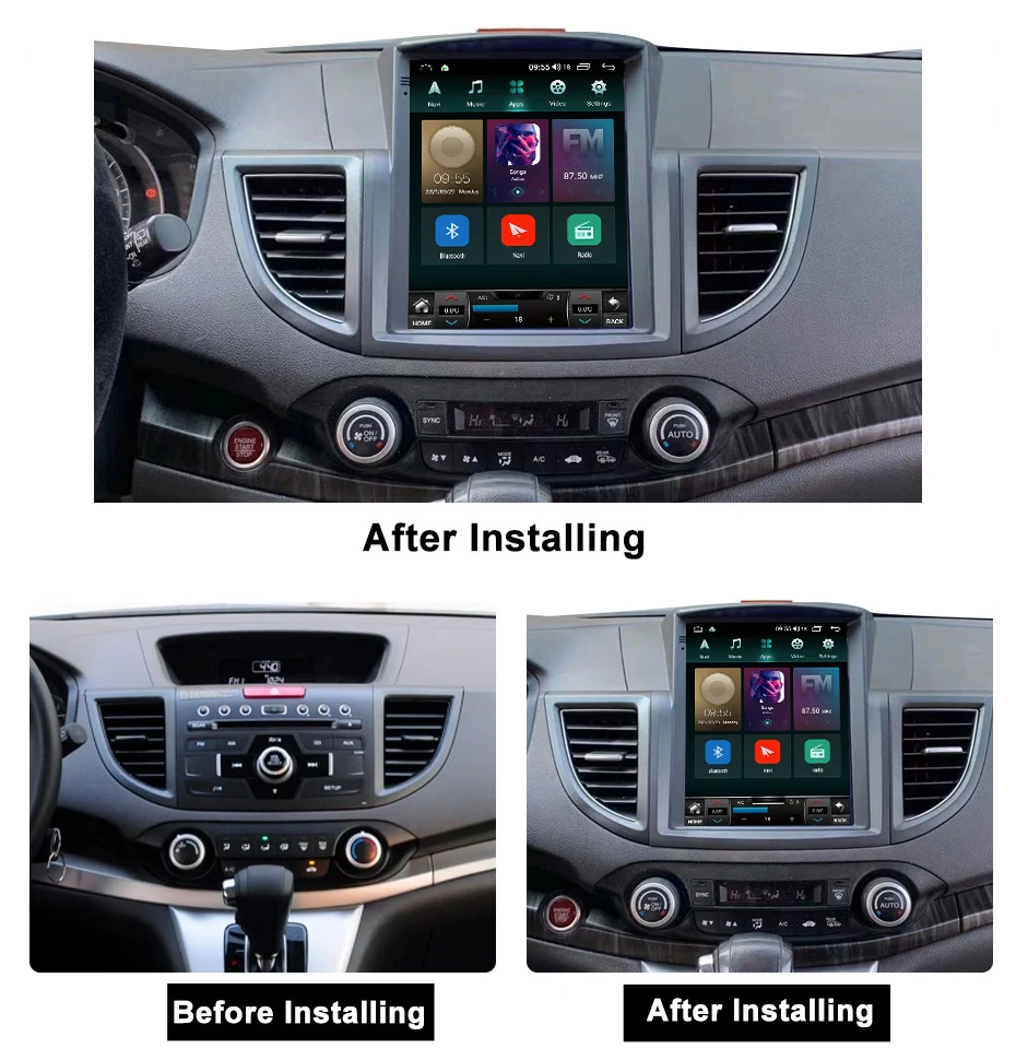 NaviFly Android 11 для Honda CRV CR-V 4 RM RE 2011 - 2018 Tesla Style Screen Car Radio мультимедийный видеоплеер
