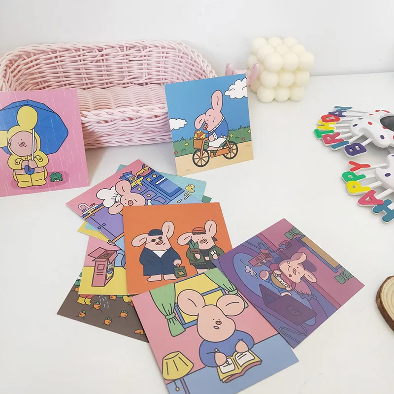 SIXONE 10 листов Ins милый поросенок серия украшение открытка Студенческая Закладка