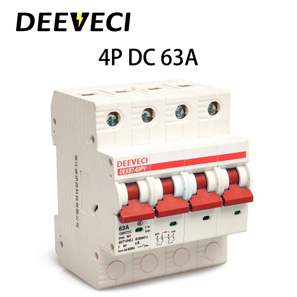 4P DC солнечная энергия фотогальванический PV выключатель 6A 10A 16A 20A 25A 32A 40A 50A 63A